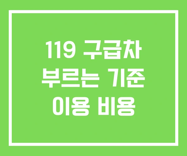 119 구급차 부르는 기준 이용 비용