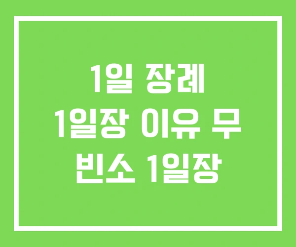 1일 장례 1일장 이유 무 빈소 1일장