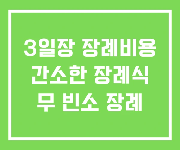 3일장 장례비용 간소한 장례식 무 빈소 장례