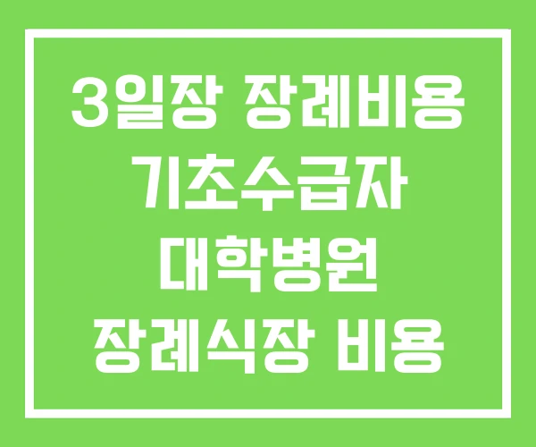 3일장 장례비용 기초수급자 대학병원 장례식장 비용