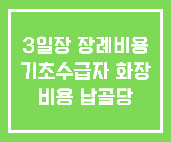 3일장 장례비용 기초수급자 화장 비용 납골당 3일장 장례비용 기초수급자 화장 비용 납골당