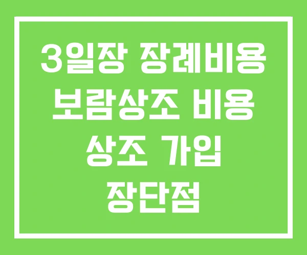 3일장 장례비용 보람상조 비용 상조 가입 장단점