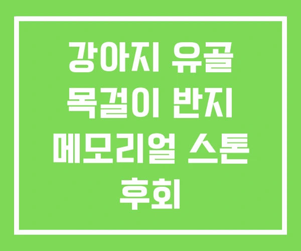 강아지 유골 목걸이 반지 메모리얼 스톤 후회