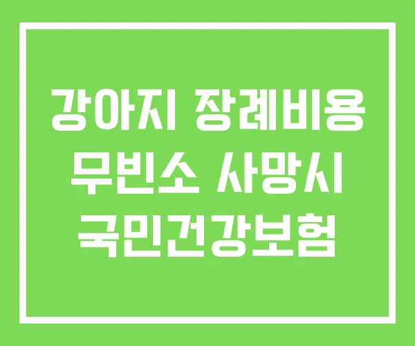 강아지 장례비용 무빈소 사망시 국민건강보험