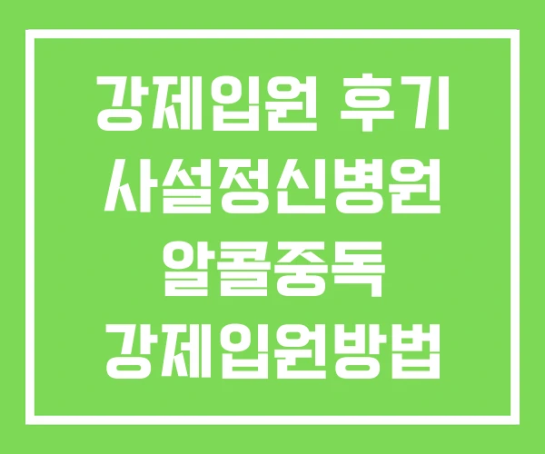 강제입원 후기 사설정신병원 알콜중독 강제입원방법