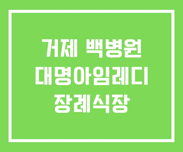 거제 백병원 대명아임레디 장례식장