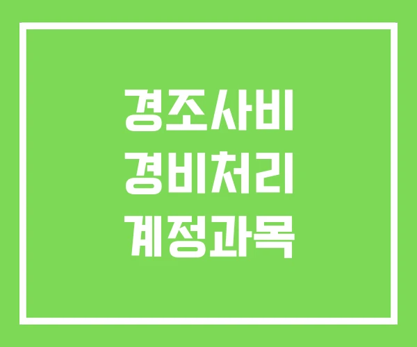 경조사비 경비처리 계정과목 경조사비 경비처리 계정과목