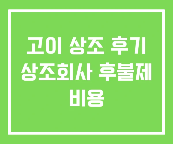 고이 상조 후기 상조회사 후불제 비용