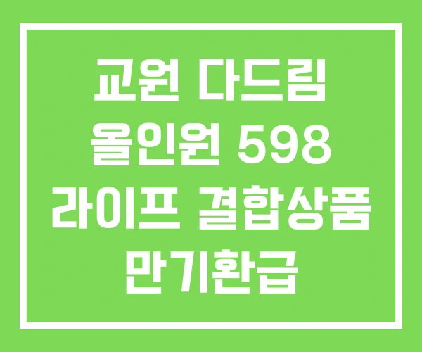 교원 다드림 올인원 598 라이프 결합상품 만기환급 교원 다드림 올인원 598 라이프 결합상품 만기환급