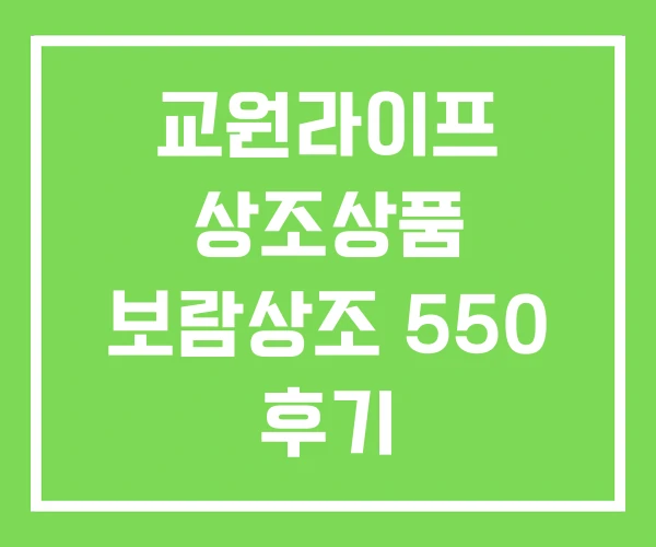 교원라이프 상조상품 보람상조 550 후기