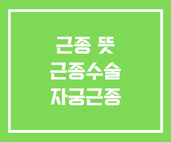 근종 뜻 근종수술 자궁근종