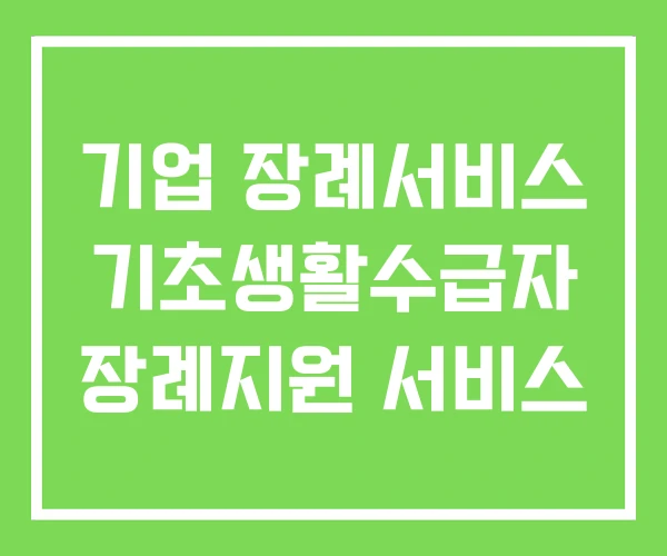기업 장례서비스 기초생활수급자 장례지원 서비스 기업 장례서비스 기초생활수급자 장례지원 서비스