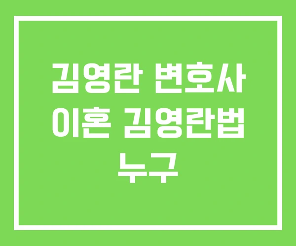 김영란 변호사 이혼 김영란법 누구