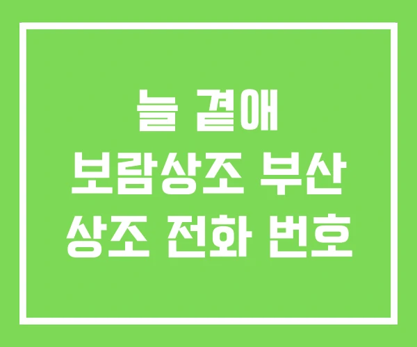늘 곁애 보람상조 부산 상조 전화 번호