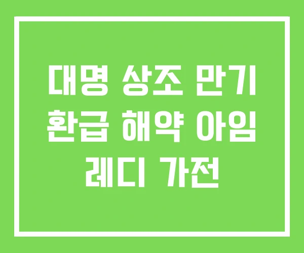 대명 상조 만기 환급 해약 아임 레디 가전 대명 상조 만기 환급 해약 아임 레디 가전