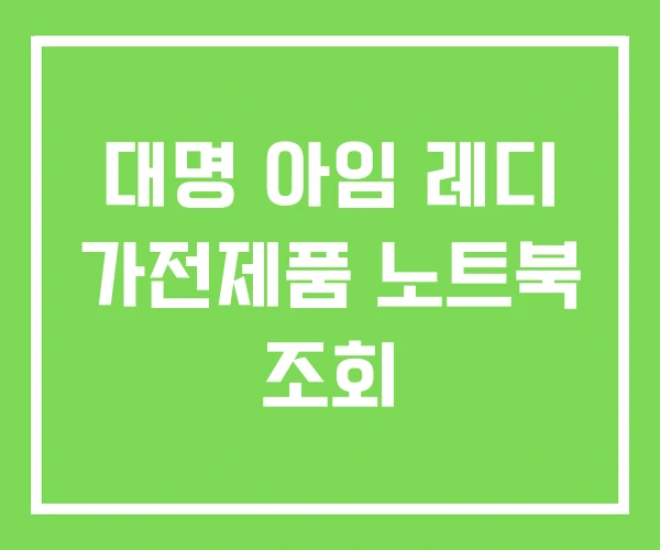 대명 아임 레디 가전제품 노트북 조회