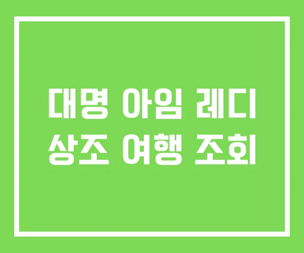 대명 아임 레디 상조 여행 조회 대명 아임 레디 상조 여행 조회