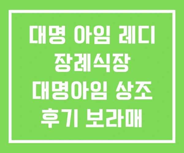 대명 아임 레디 장례식장 대명아임 상조 후기 보라매