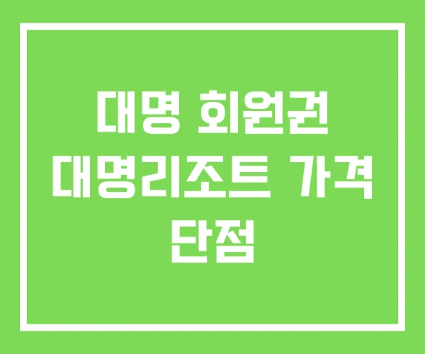 대명 회원권 대명리조트 가격 단점 대명 회원권 대명리조트 가격 단점