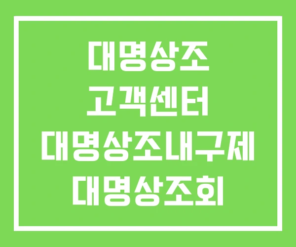 대명상조 고객센터 대명상조내구제 대명상조회