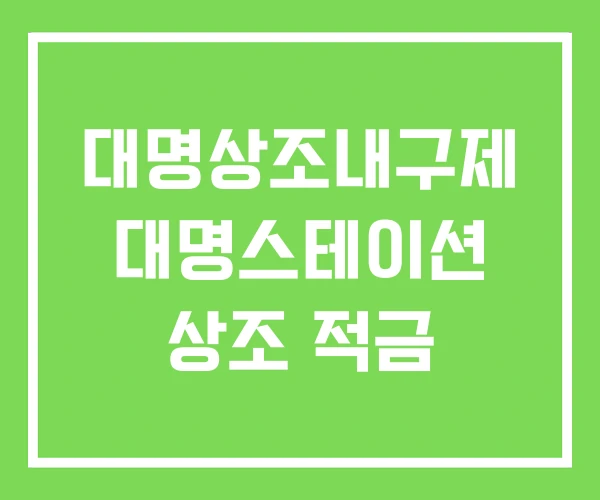대명상조내구제 대명스테이션 상조 적금