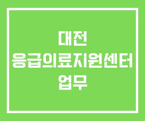 대전 응급의료지원센터 업무