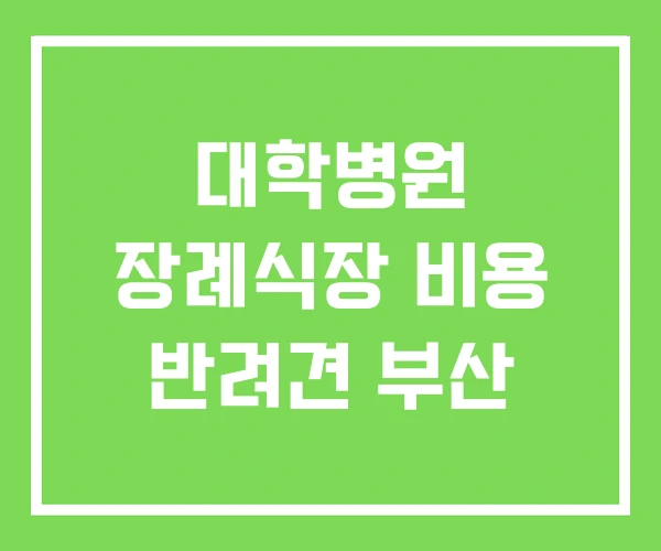 대학병원 장례식장 비용 반려견 부산