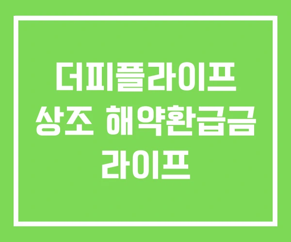 더피플라이프 상조 해약환급금 라이프