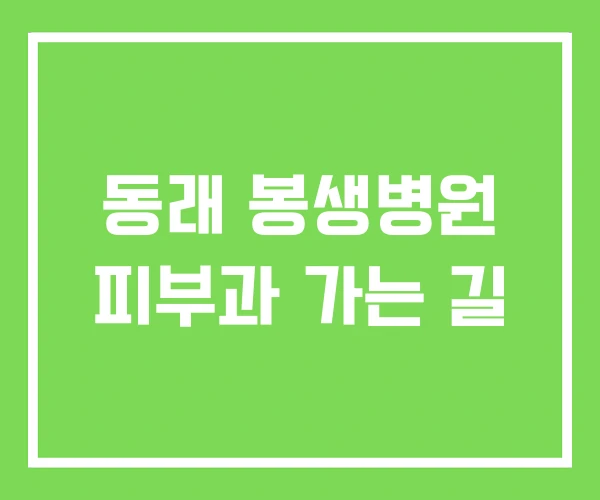 동래 봉생병원 피부과 가는 길