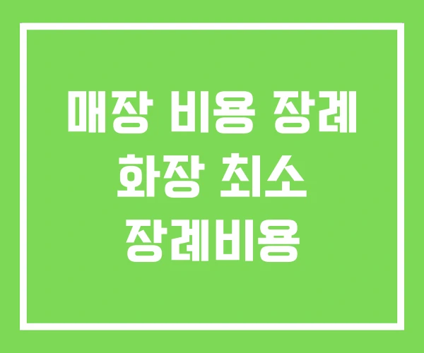 매장 비용 장례 화장 최소 장례비용