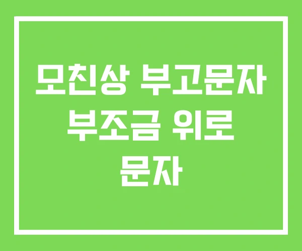 모친상 부고문자 부조금 위로 문자