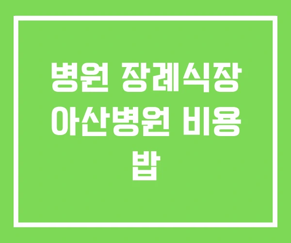 병원 장례식장 아산병원 비용 밥 병원 장례식장 아산병원 비용 밥