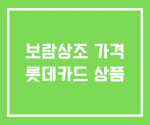 보람상조 가격 롯데카드 상품