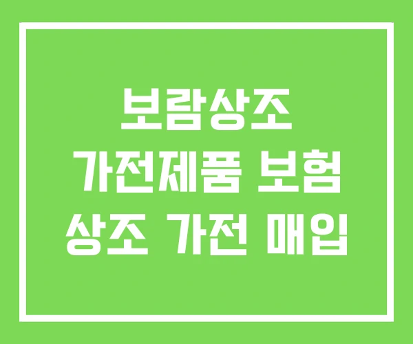 보람상조 가전제품 보험 상조 가전 매입