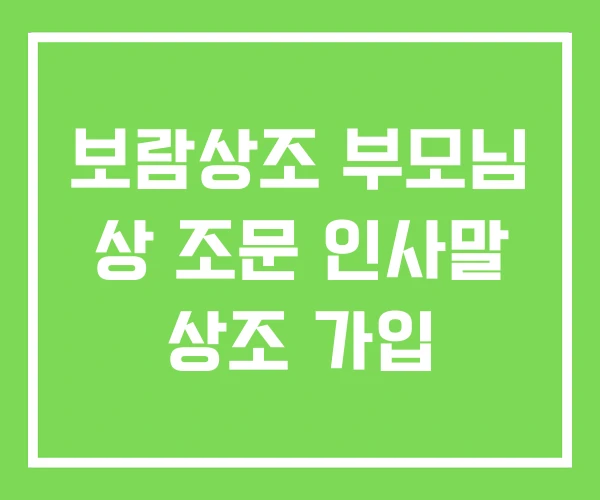 보람상조 부모님 상 조문 인사말 상조 가입