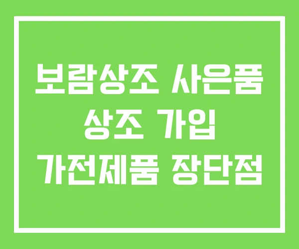 보람상조 사은품 상조 가입 가전제품 장단점