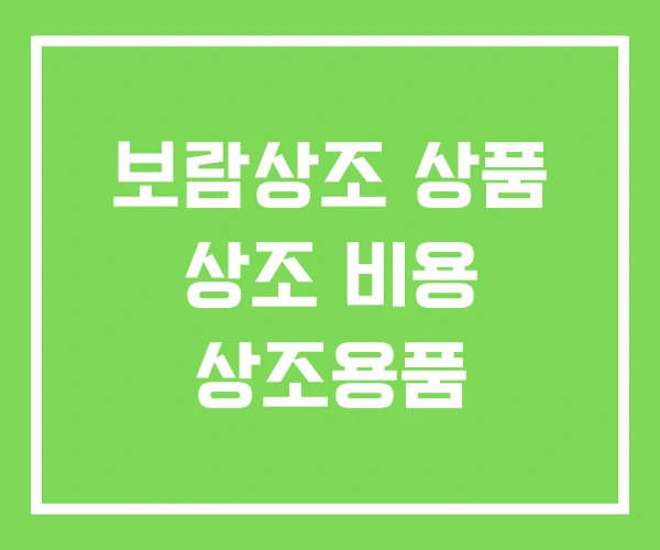 보람상조 상품 상조 비용 상조용품