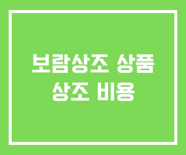 보람상조 상품 상조 비용