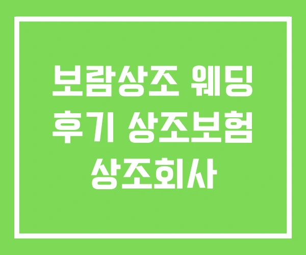 보람상조 웨딩 후기 상조보험 상조회사