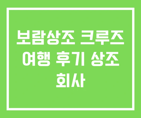 보람상조 크루즈 여행 후기 상조 회사