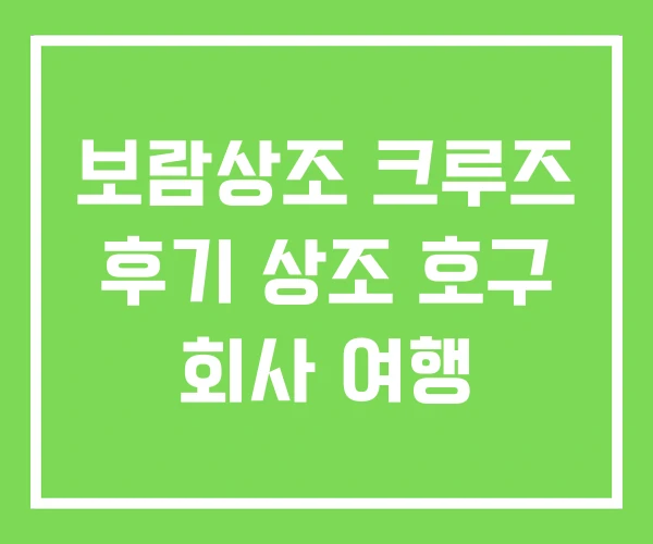 보람상조 크루즈 후기 상조 호구 회사 여행