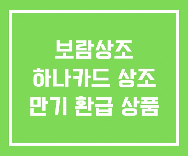 보람상조 하나카드 상조 만기 환급 상품 보람상조 하나카드 상조 만기 환급 상품