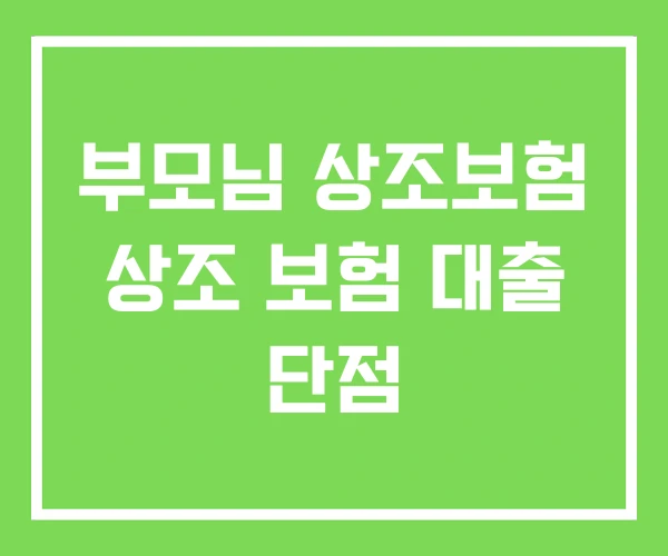 부모님 상조보험 상조 보험 대출 단점