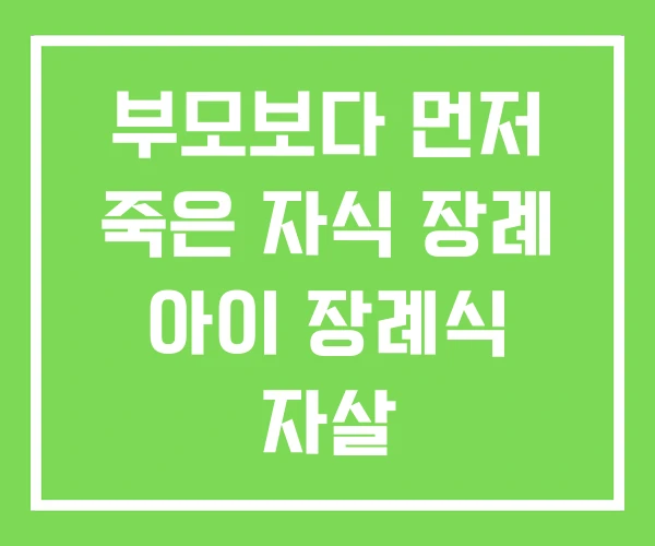 부모보다 먼저 죽은 자식 장례 아이 장례식 자살