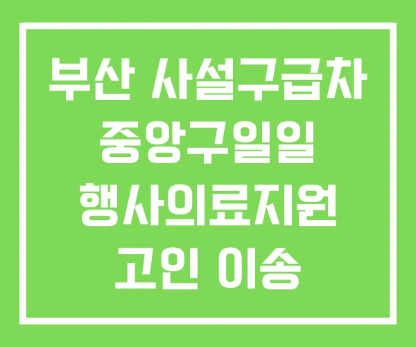 부산 사설구급차 중앙구일일 행사의료지원 고인 이송