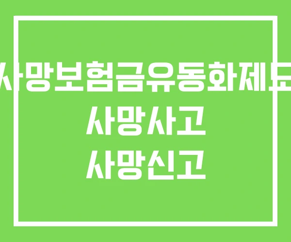 사망보험금유동화제도 사망사고 사망신고
