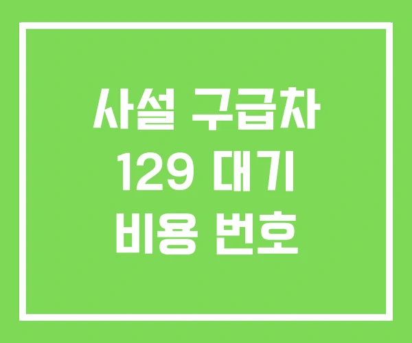사설 구급차 129 대기 비용 번호