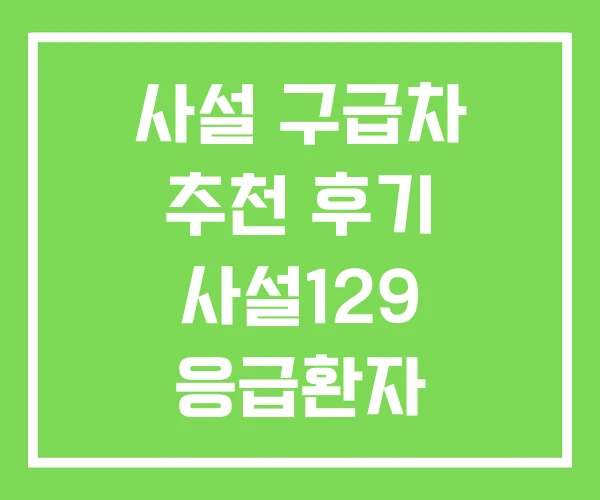 사설 구급차 추천 후기 사설129 응급환자 이송센터
