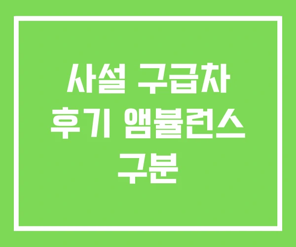 사설 구급차 후기 앰뷸런스 구분 사설 구급차 후기 앰뷸런스 구분