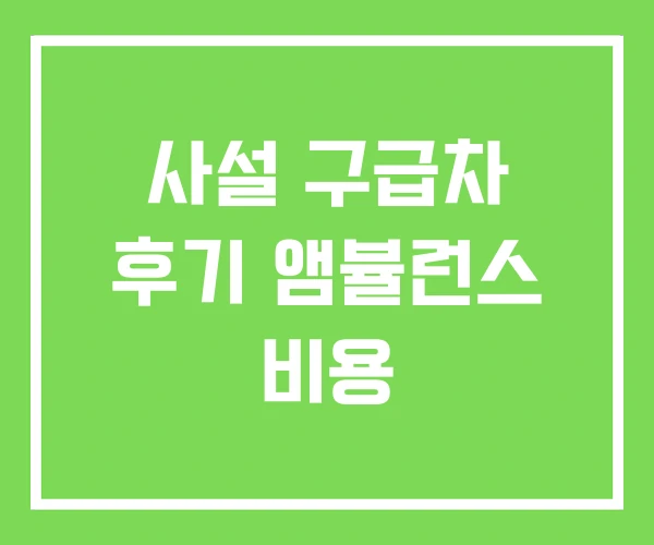 사설 구급차 후기 앰뷸런스 비용